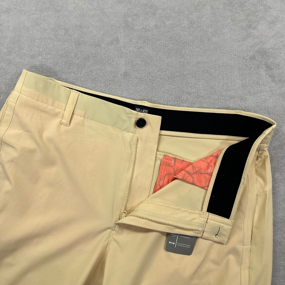 Pins & Aces Golf Shorts Men 36 Yellow Performance 4-Way Stretch New With Tags - Picture 3 of 13